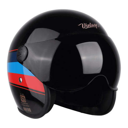 Steelbird Sbh 54 Vintage Matt Black Red Half Face Helmet