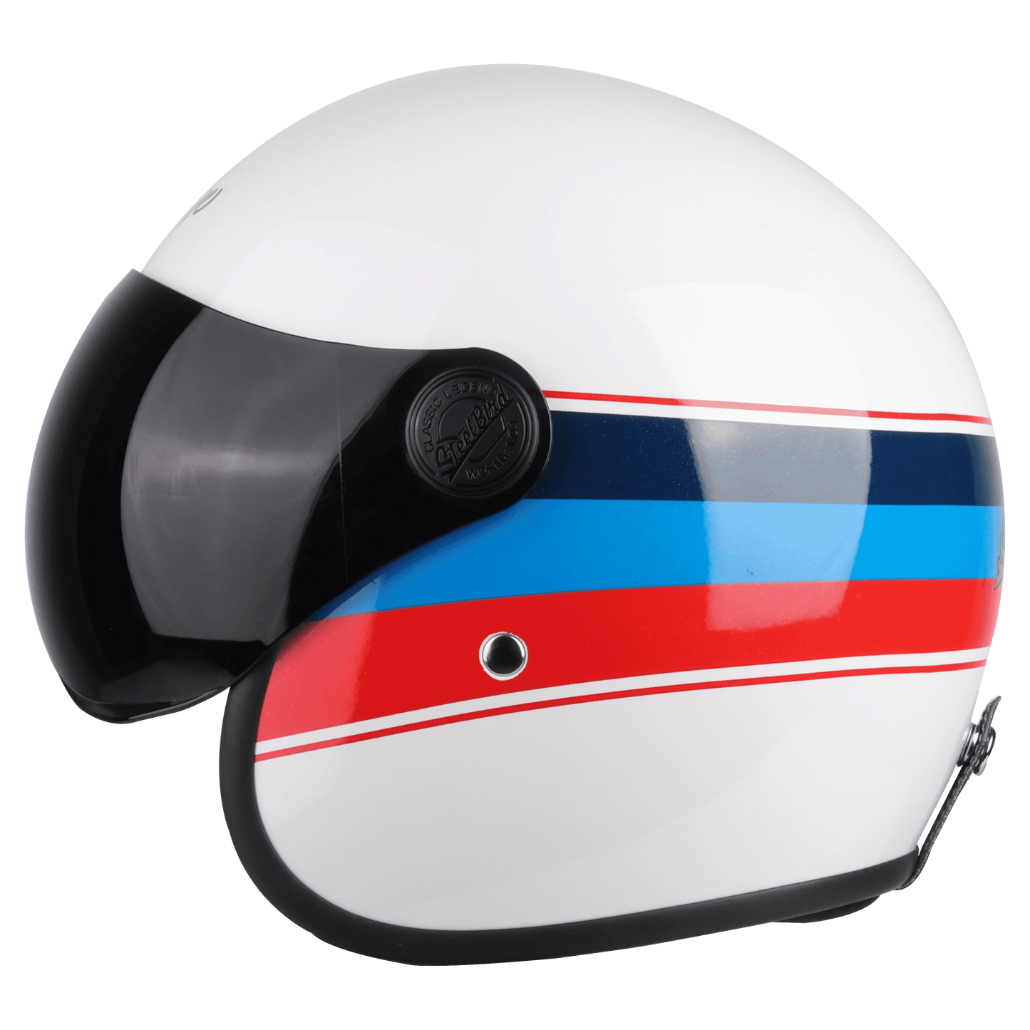 STEELBIRD Sbh 54 Vintage Matt White Red Half Face Helmet