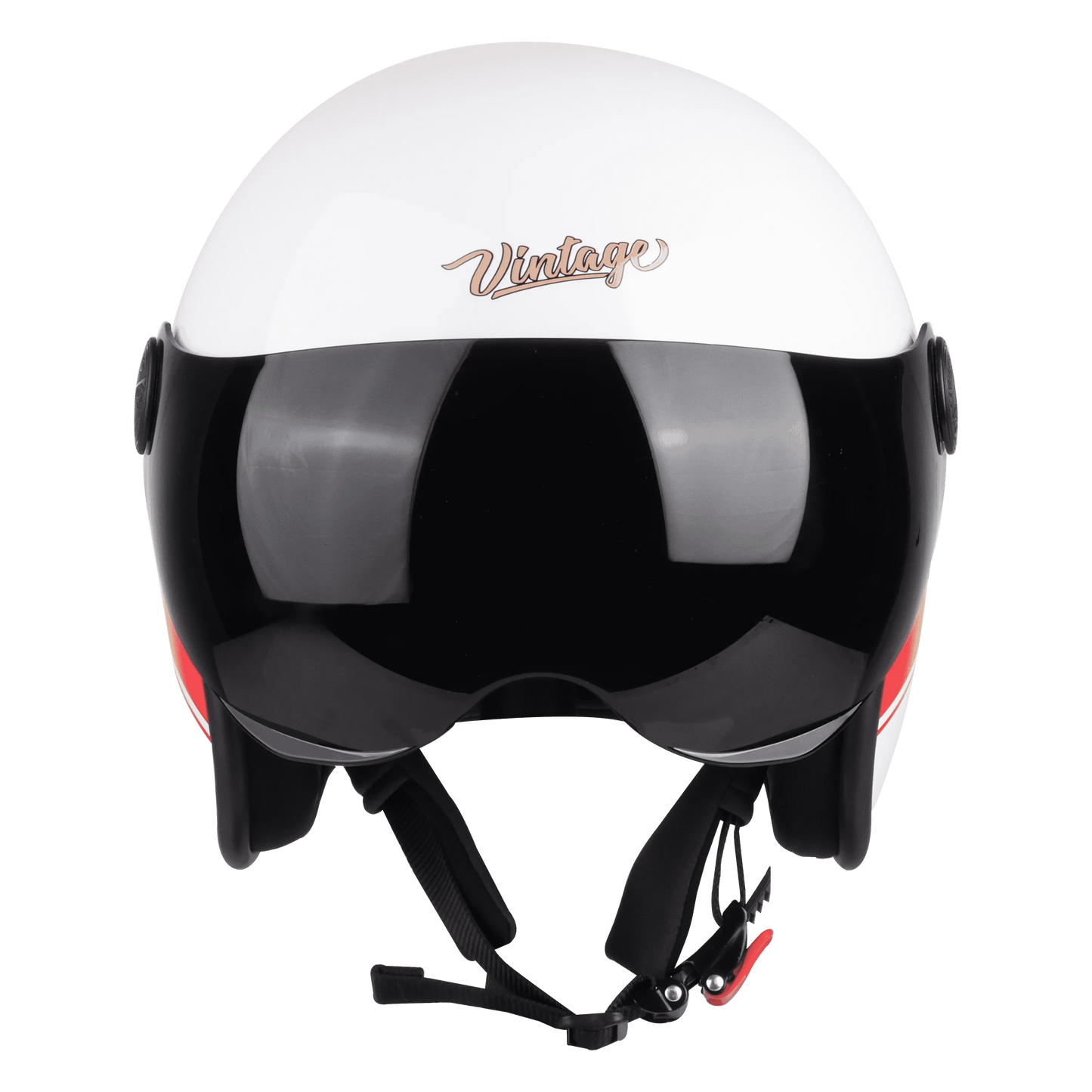 STEELBIRD Sbh 54 Vintage Matt White Red Half Face Helmet