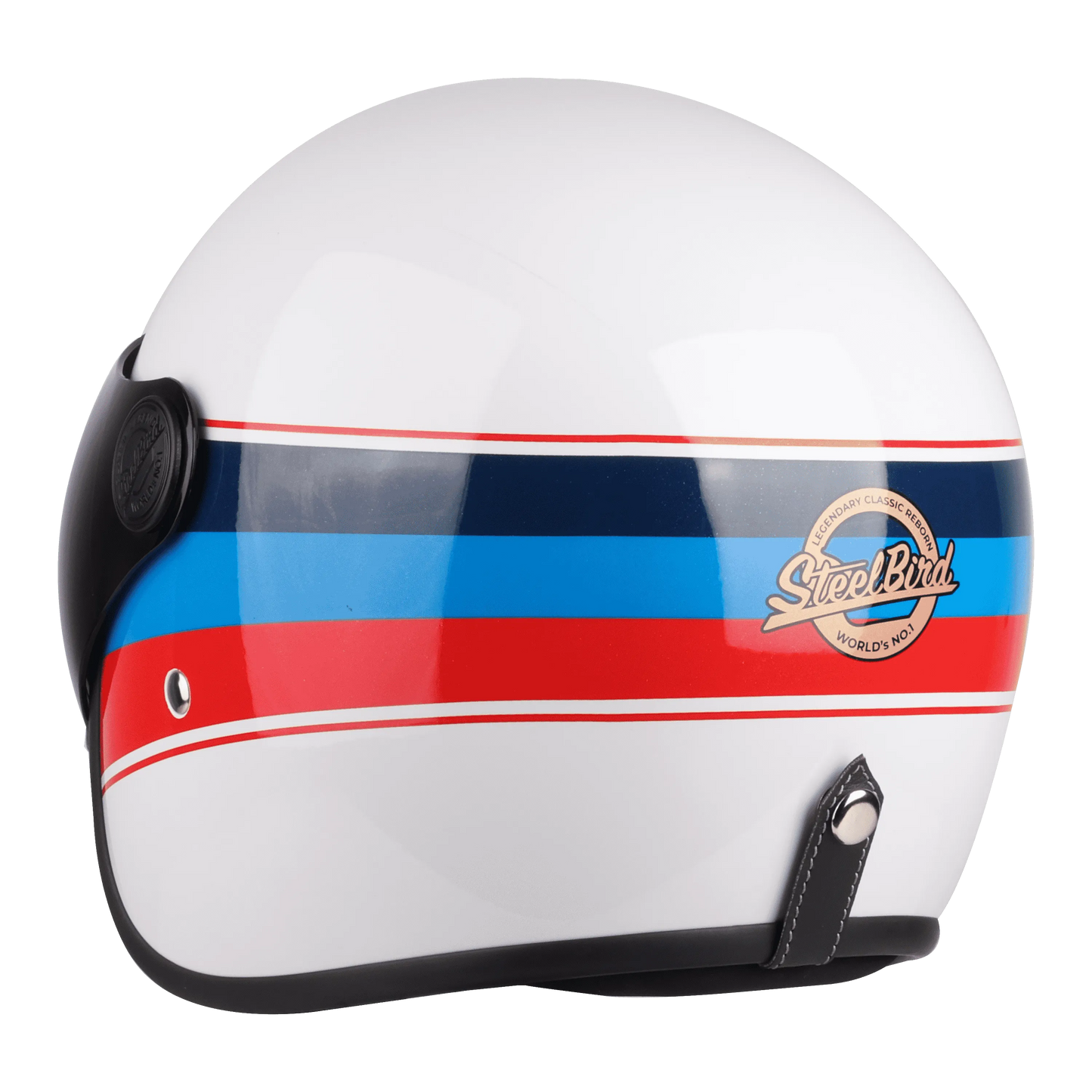 STEELBIRD Sbh 54 Vintage Matt White Red Half Face Helmet