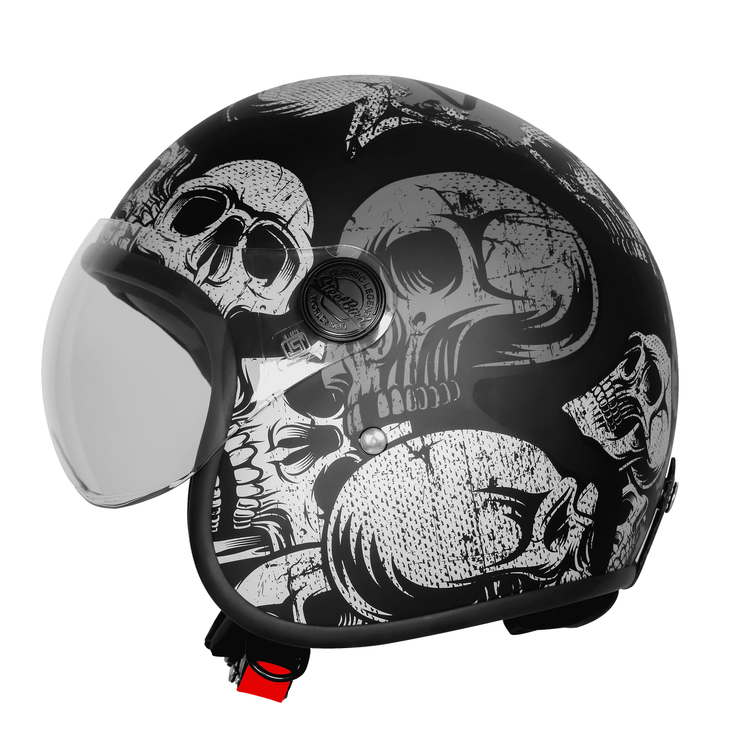 Steelbird Sbh 54 Vintage Skull Black Gray Half Face Helmet