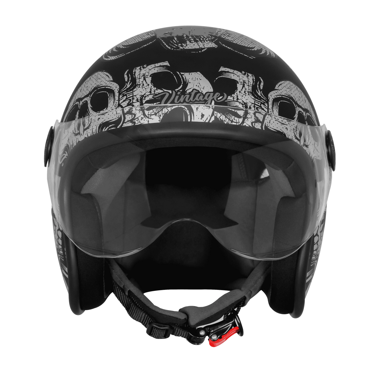 Steelbird Sbh 54 Vintage Skull Black Gray Half Face Helmet