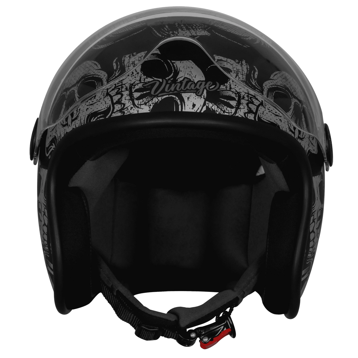 Steelbird Sbh 54 Vintage Skull Black Gray Half Face Helmet