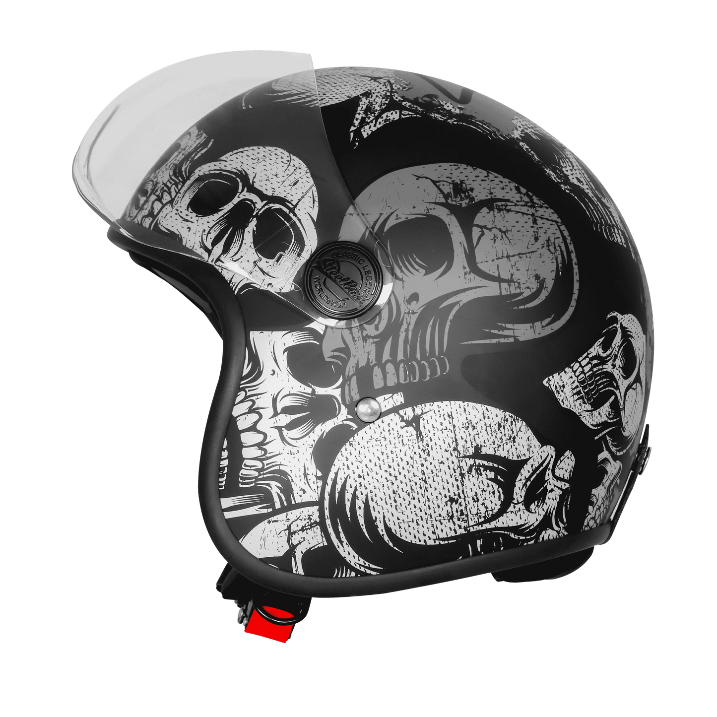 Steelbird Sbh 54 Vintage Skull Black Gray Half Face Helmet