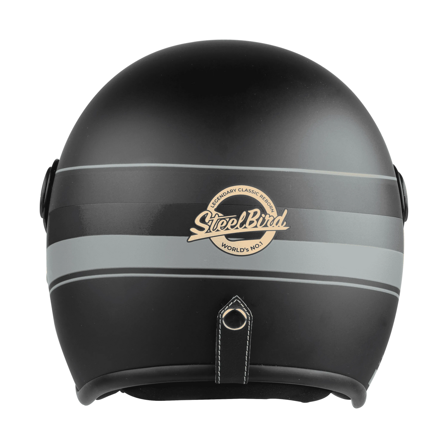 STEELBIRD Sbh 56 Vintage S1 Black Grey Half Face Helmet
