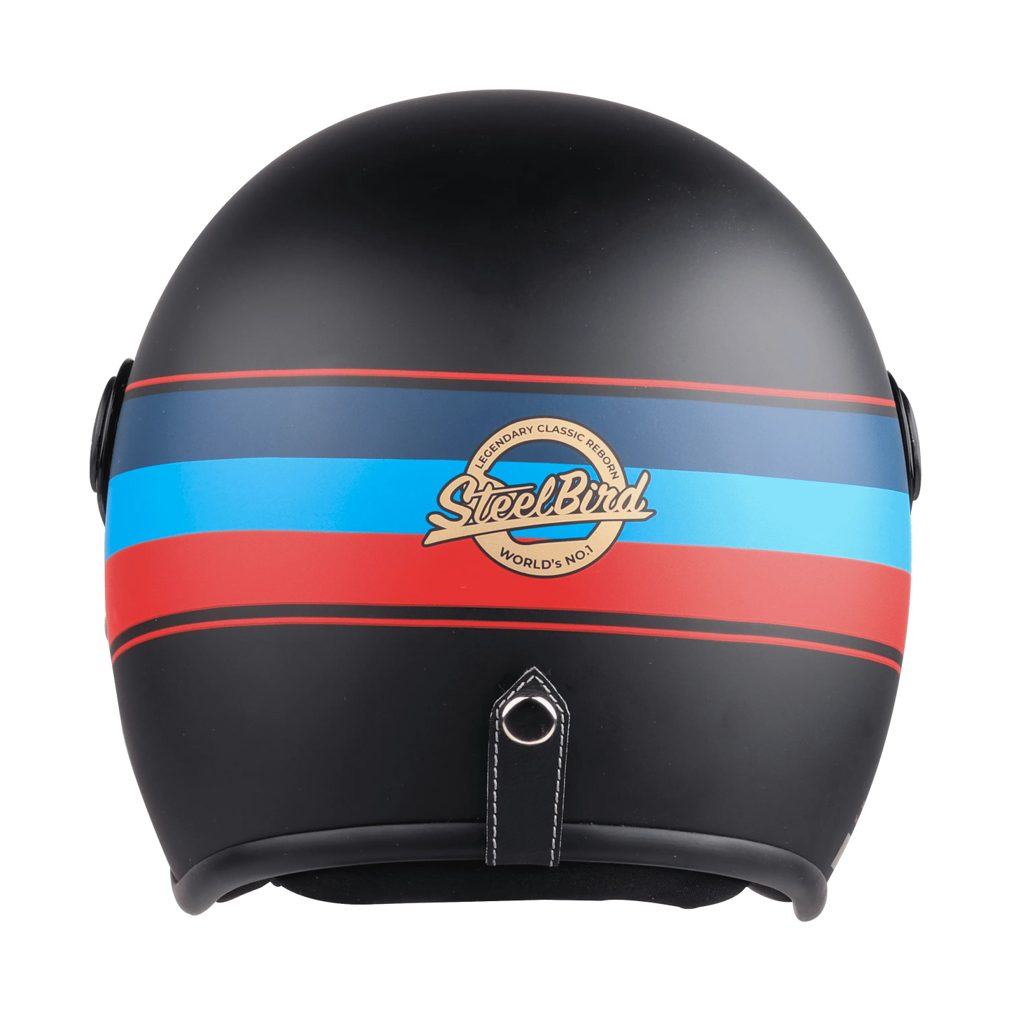 STEELBIRD Sbh 56 Vintage Black Red Half Face Helmet