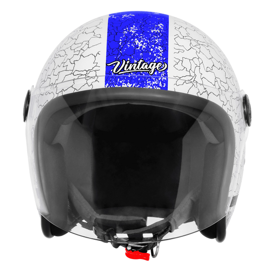 Steelbird Sbh 56 Vintage No Rules White Blue Half Face Helmet