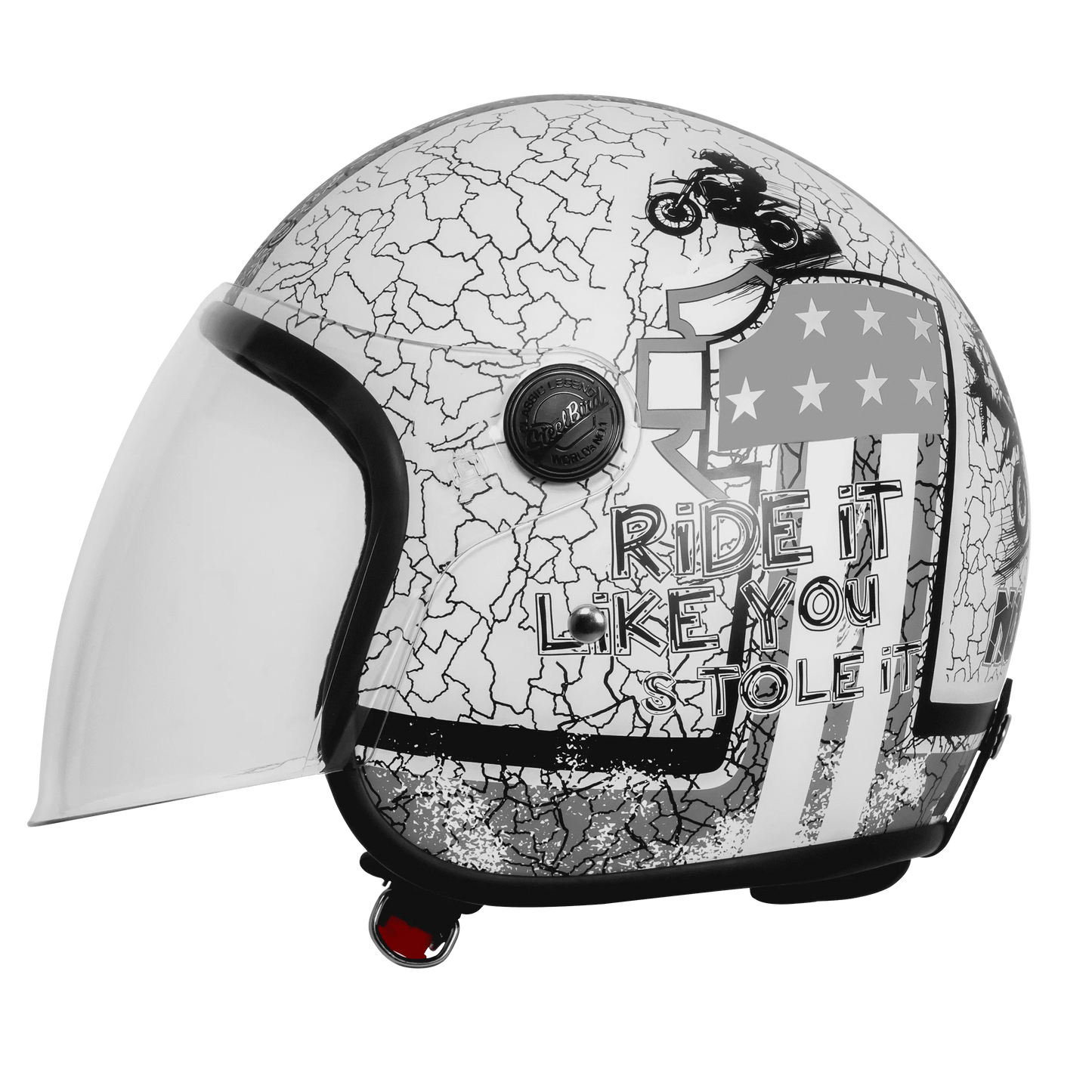 Steelbird Sbh 56 Vintage No Rules White Grey Half Face Helmet