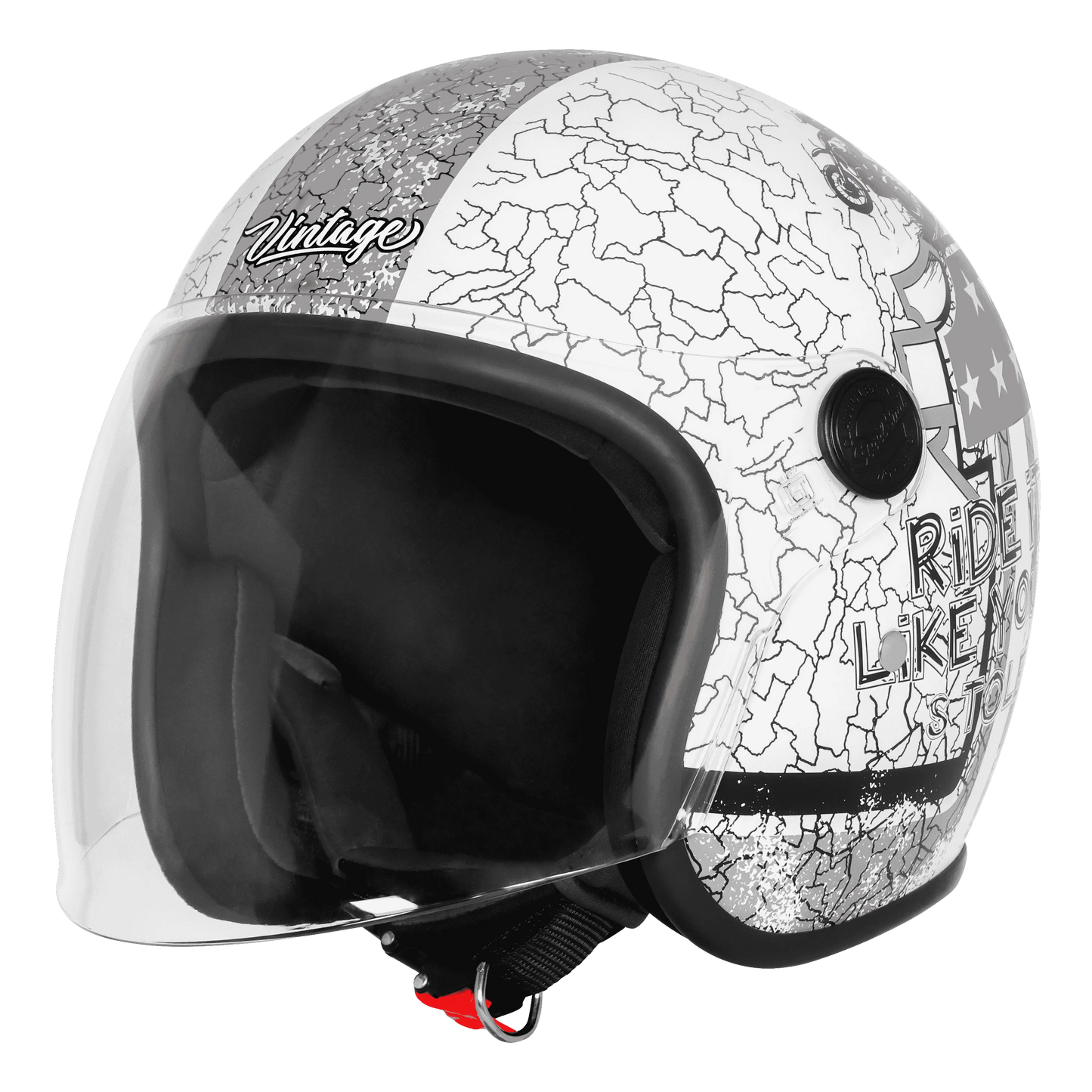 Steelbird Sbh 56 Vintage No Rules White Grey Half Face Helmet