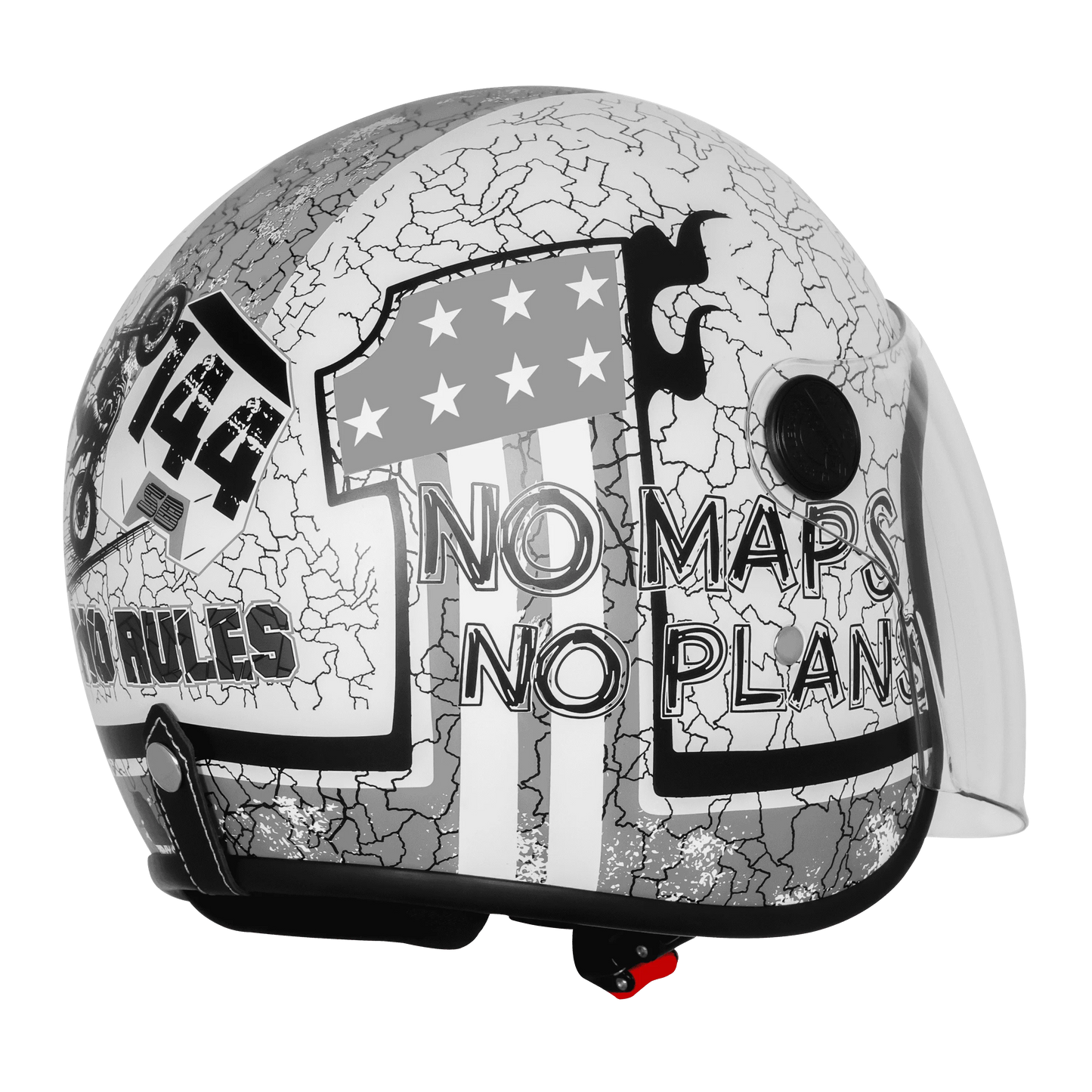 Steelbird Sbh 56 Vintage No Rules White Grey Half Face Helmet