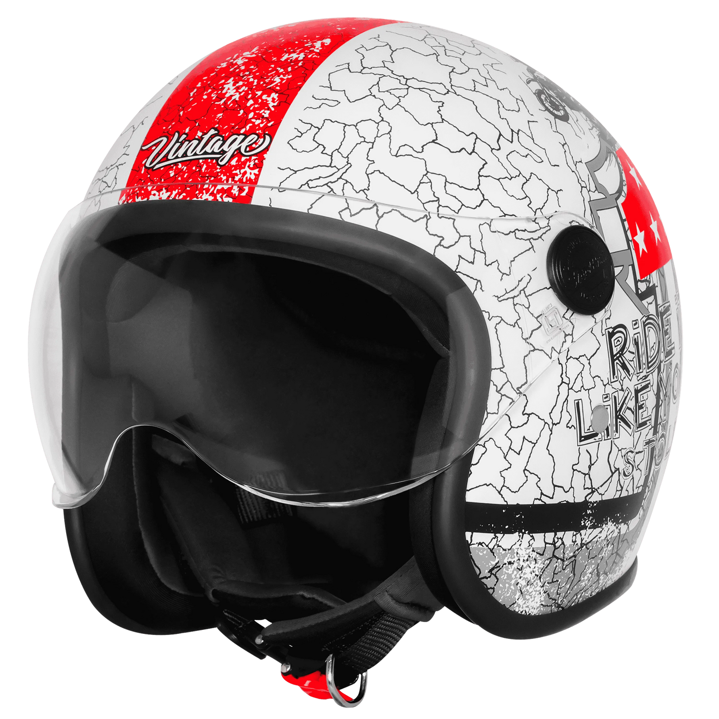 Steelbird Sbh 56 Vintage No Rules White Red Half Face Helmet