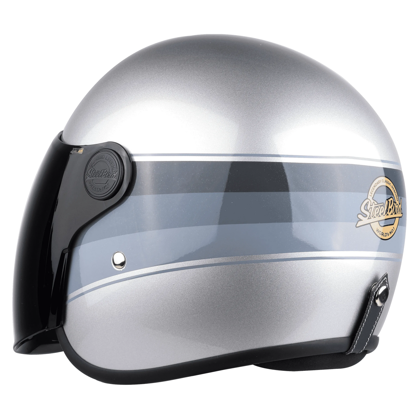 STEELBIRD Sbh 56 Vintage Silver Grey Half Face Helmet