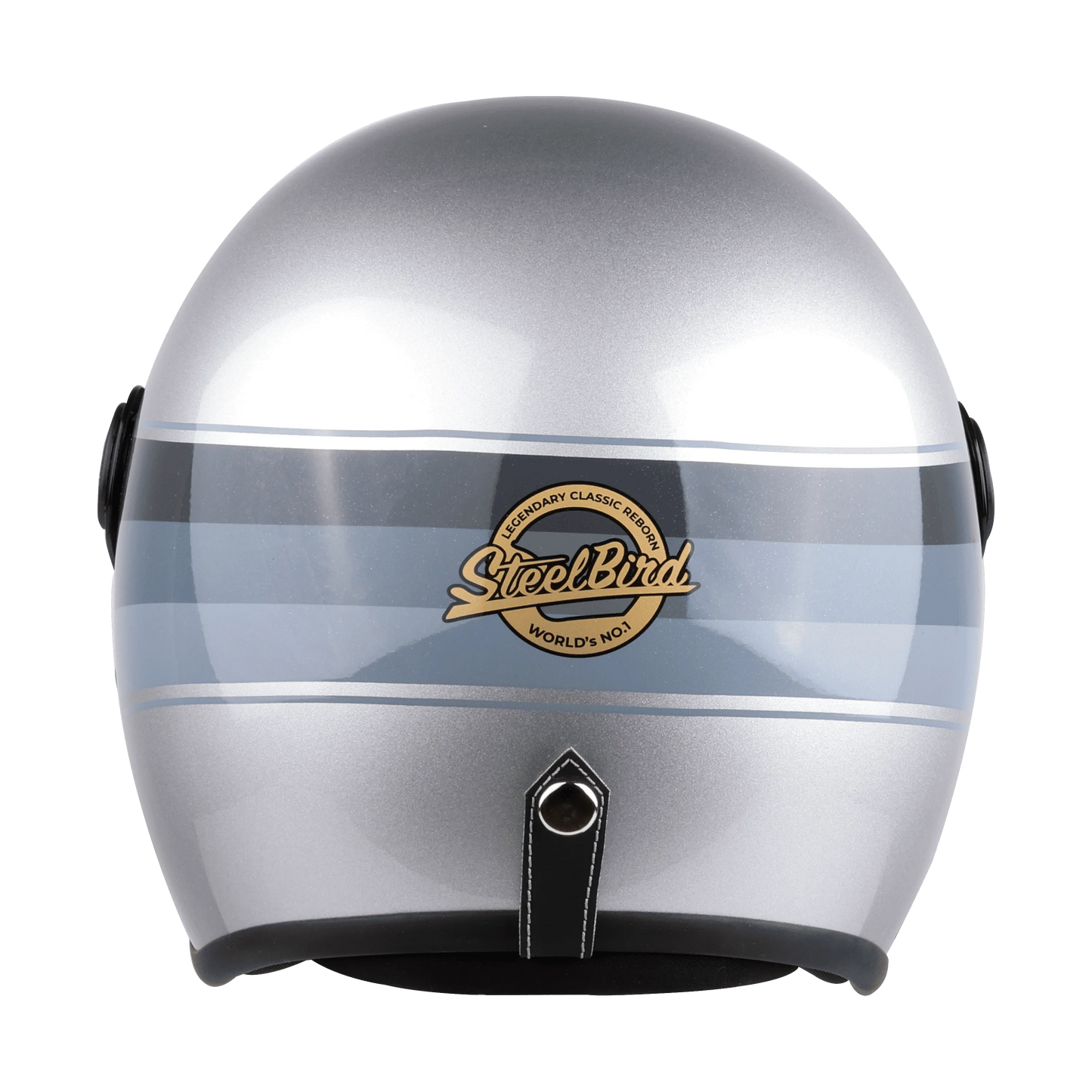 STEELBIRD Sbh 56 Vintage Silver Grey Half Face Helmet
