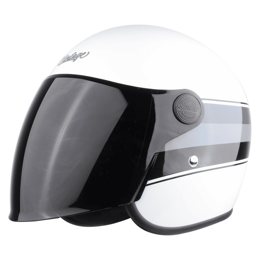 Steelbird Sbh 56 Vintage White Black Half Face Helmet