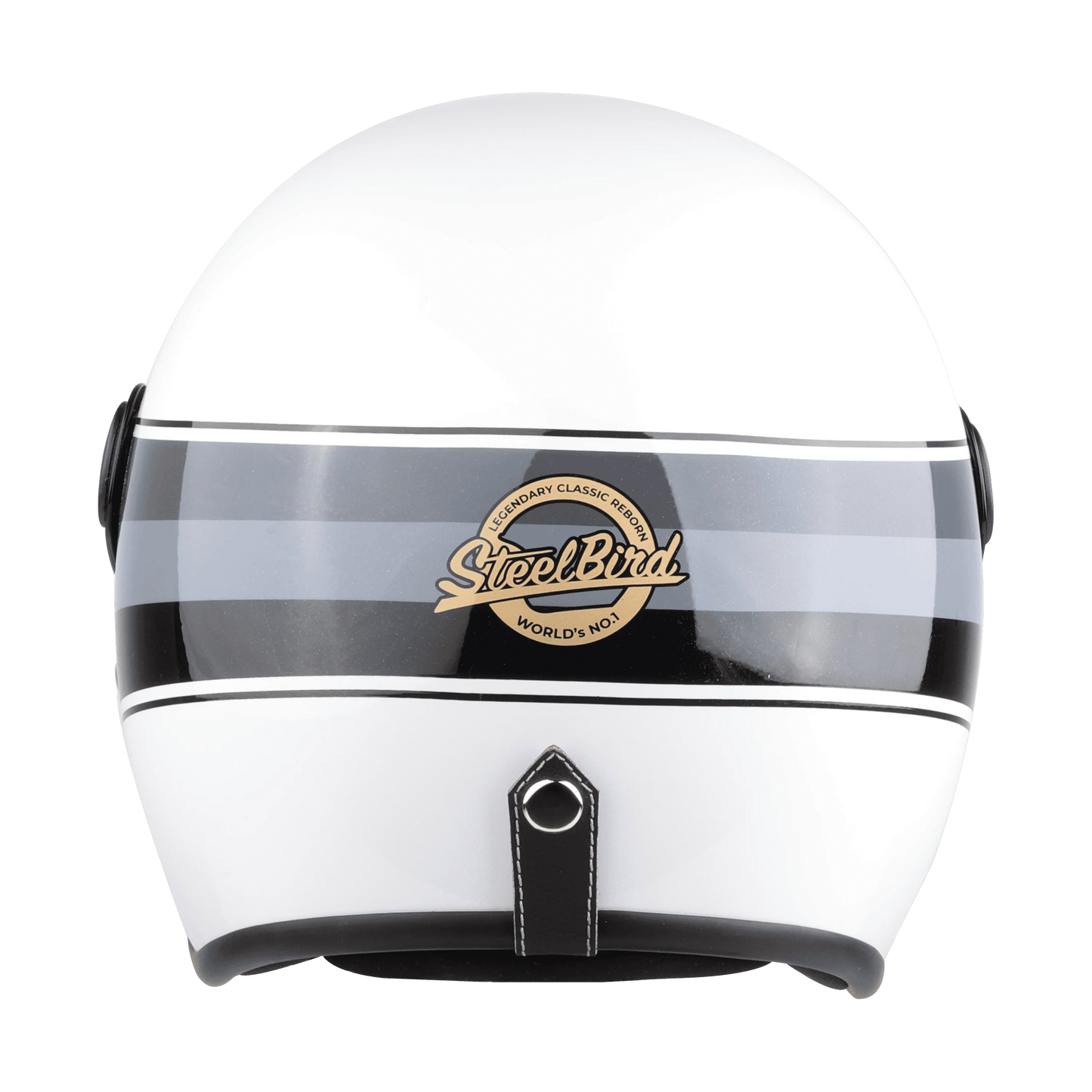 Steelbird Sbh 56 Vintage White Black Half Face Helmet