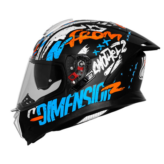 Steelbird Sbh 57 Fighter F10 Black Blue Orange Full Face Helmet
