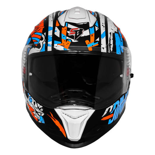 Steelbird Sbh 57 Fighter F10 Black Blue Orange Full Face Helmet