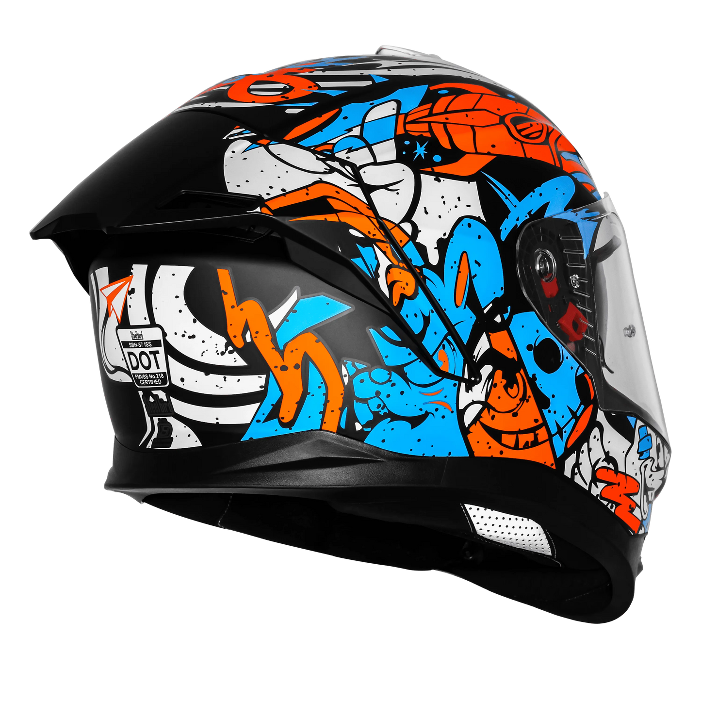 Steelbird Sbh 57 Fighter F10 Black Blue Orange Full Face Helmet