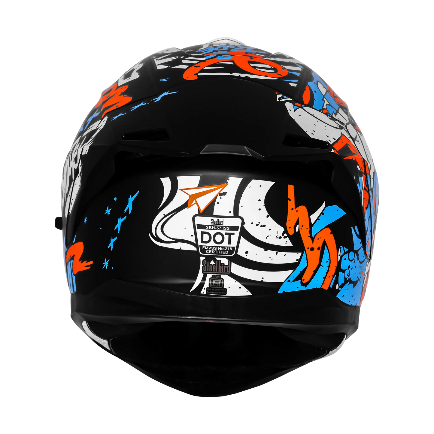 Steelbird Sbh 57 Fighter F10 Black Blue Orange Full Face Helmet