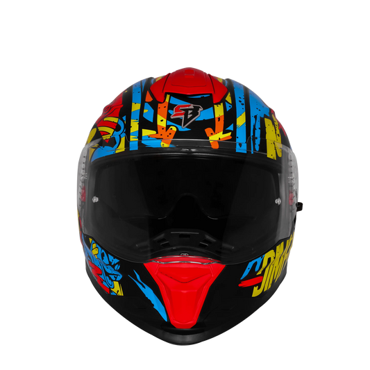 Steelbird Sbh 57 Fighter F10 Black Neon Red Full Face Helmet
