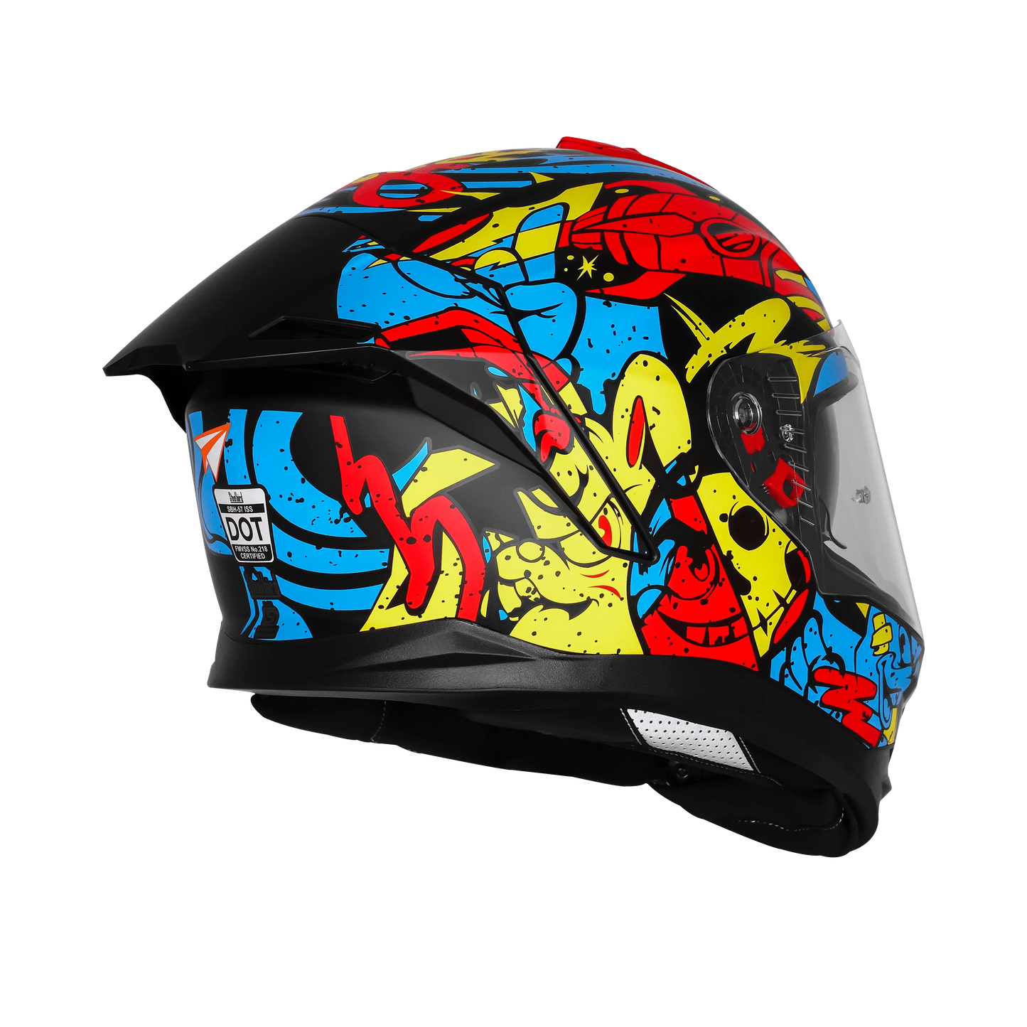 Steelbird Sbh 57 Fighter F10 Black Neon Red Full Face Helmet