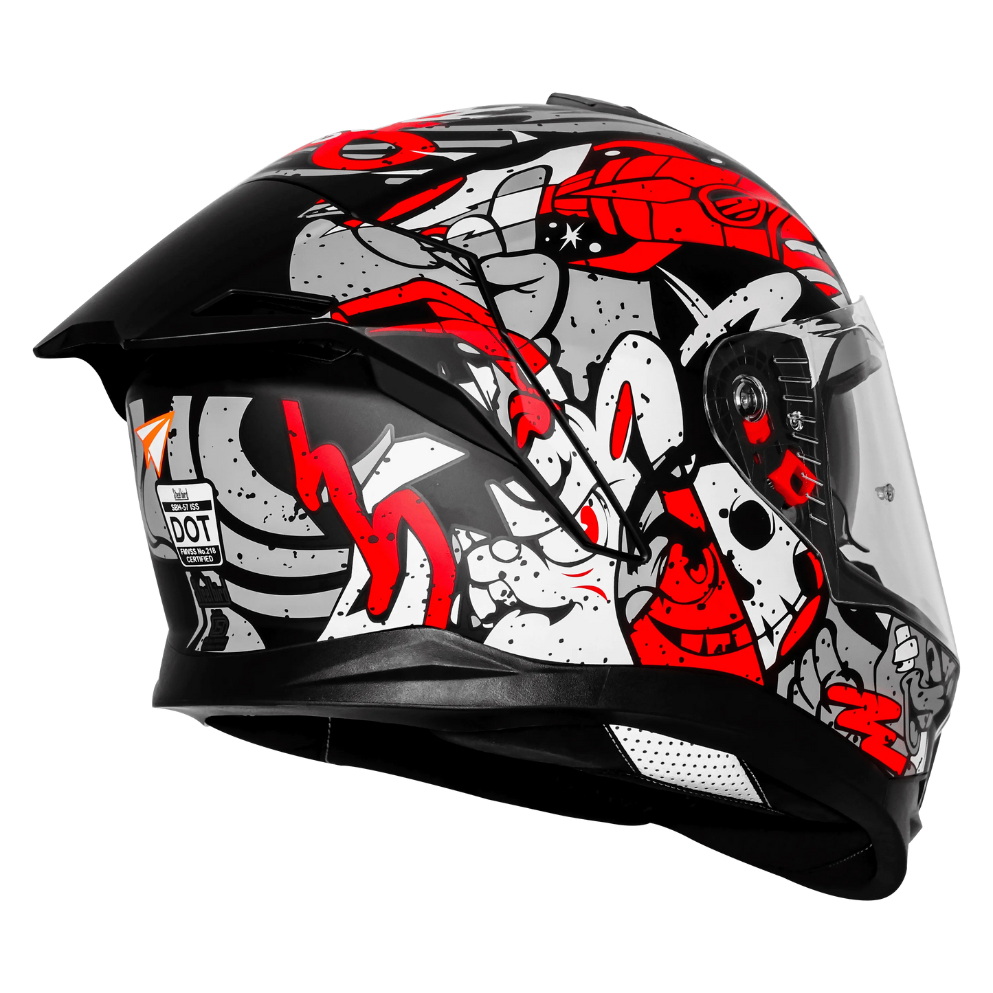 Steelbird Sbh 57 Fighter F10 Black White Red Full Face Helmet
