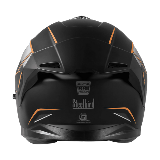 Steelbird Sbh 57 Fighter F1 Matt Black Orange Full Face Helmet