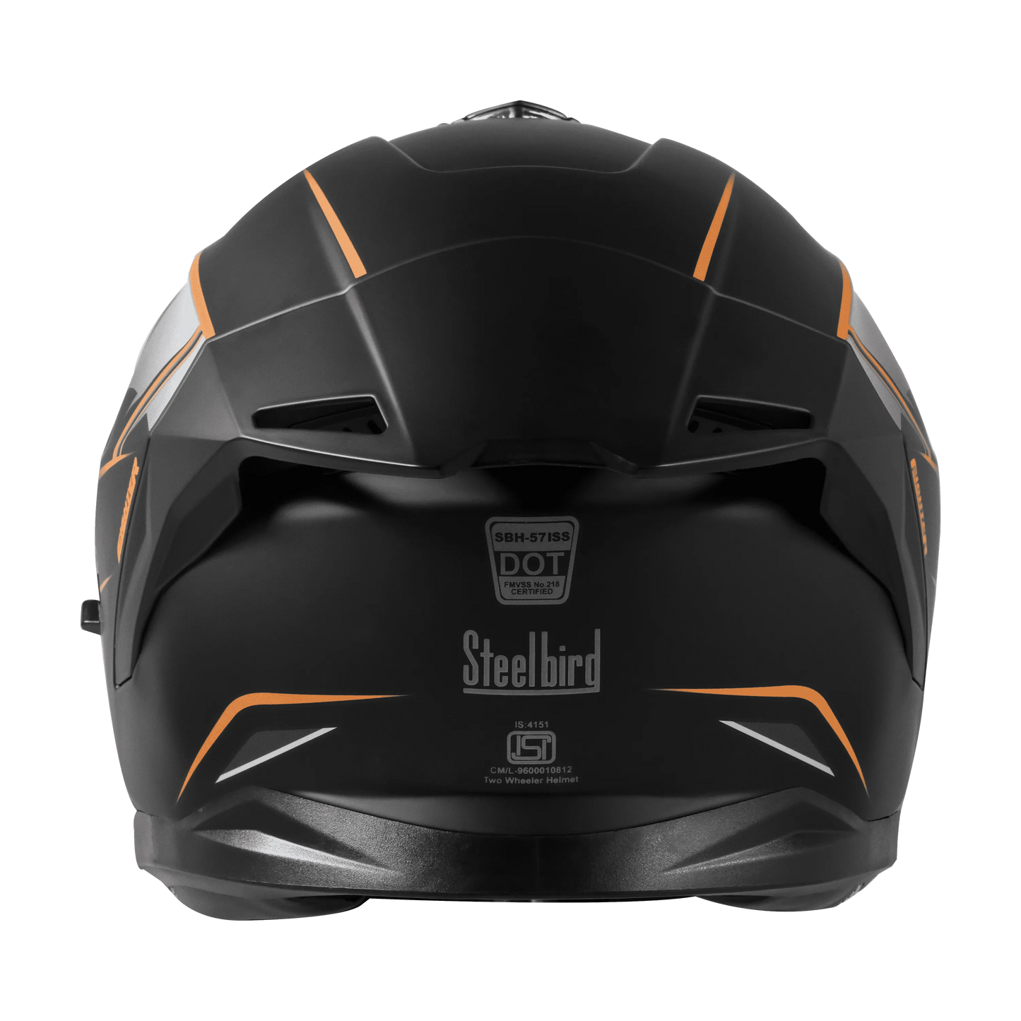 Steelbird Sbh 57 Fighter F1 Matt Black Orange Full Face Helmet