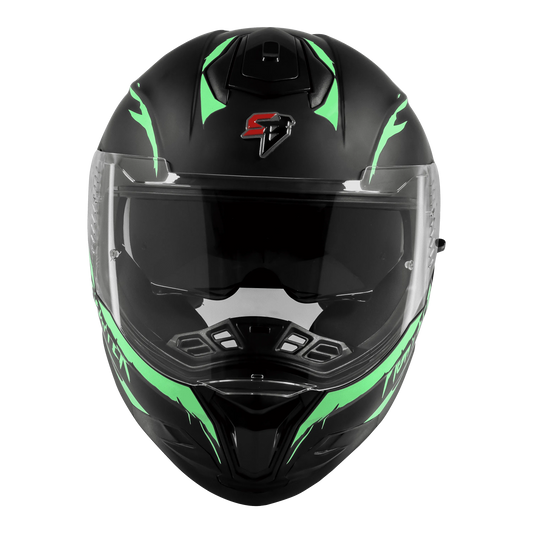 Steelbird Sbh 57 Fighter F2 Matt Black Green Full Face Helmet