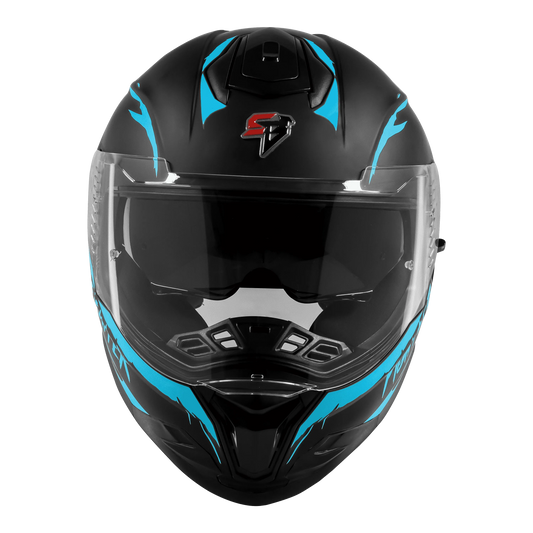 STEELBIRD Sbh 57 Fighter F2 Matt Black Jazz Blue Full Face Helmet