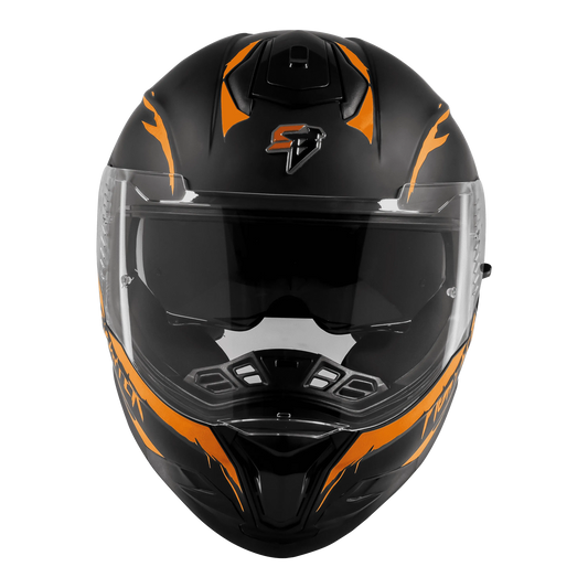Steelbird Sbh 57 Fighter F2 Matt Black Orange Full Face Helmet