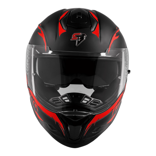 Steelbird Sbh 57 Fighter F2 Matt Black Red Full Face Helmet
