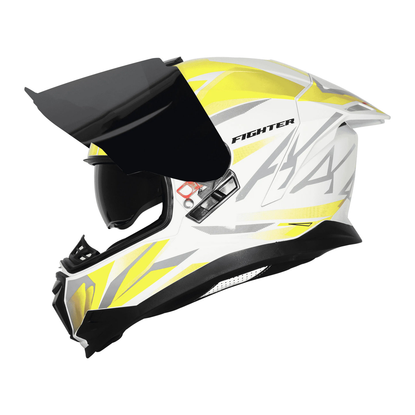 Steelbird Sbh-57 Fighter F4 White Fl Yellow Full face Helmet