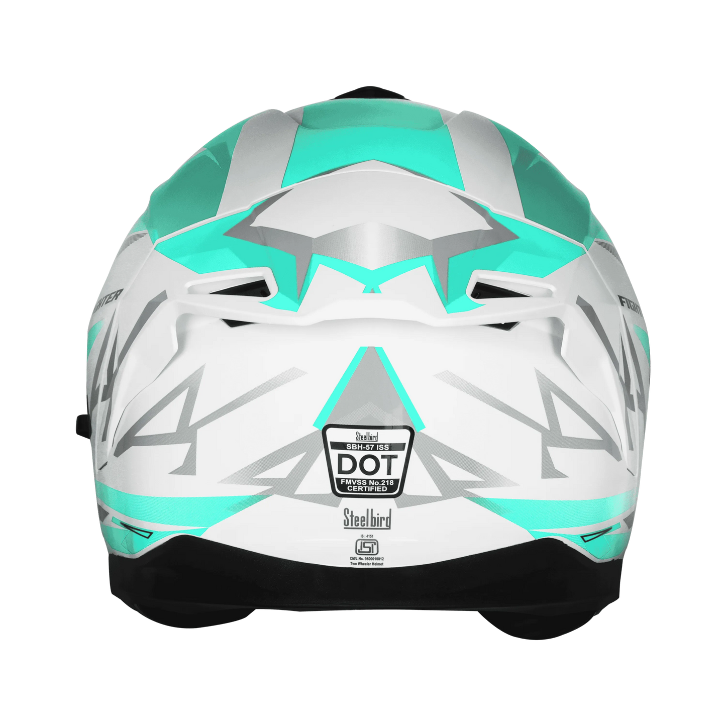 Steelbird Sbh 57 fighter F4 White Sea Green Full Face Helmet