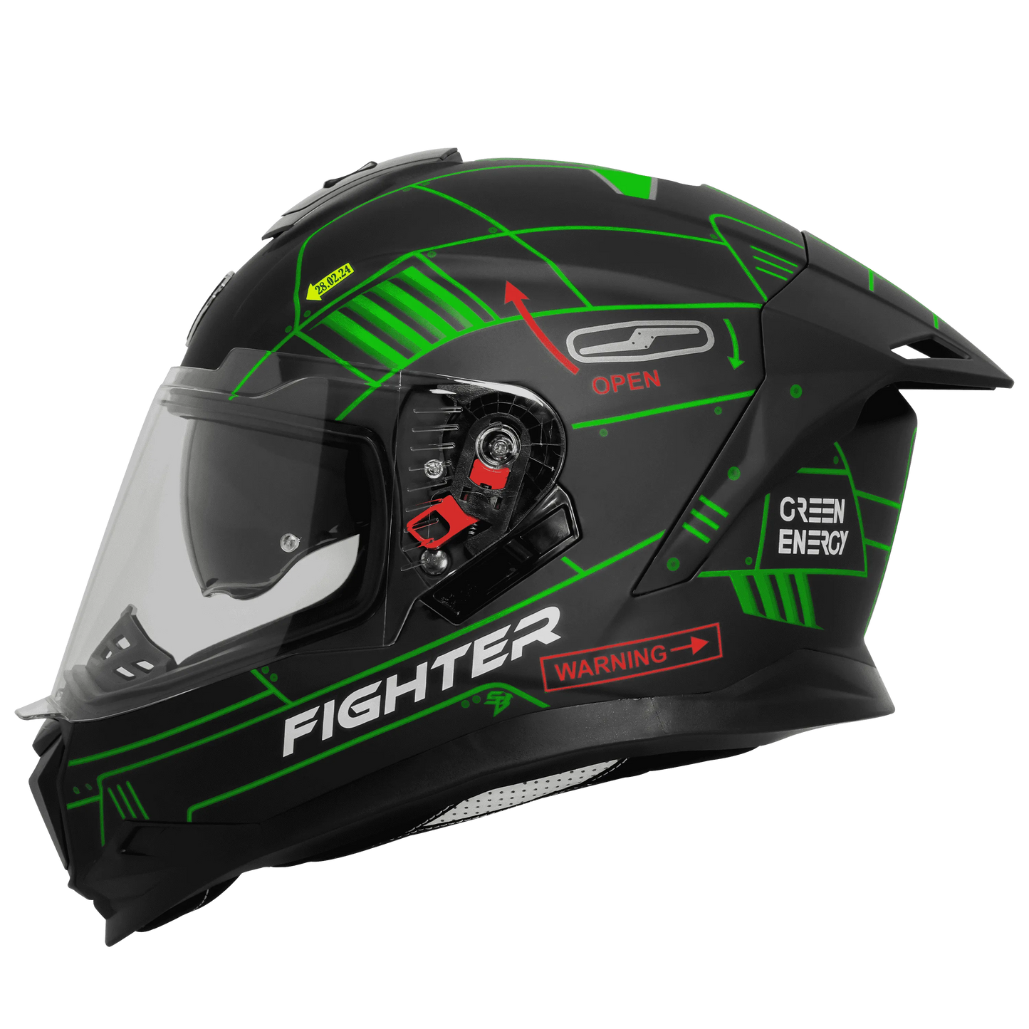 Steelbird Sbh 57 Fighter F6 Black Green Full face Helmet