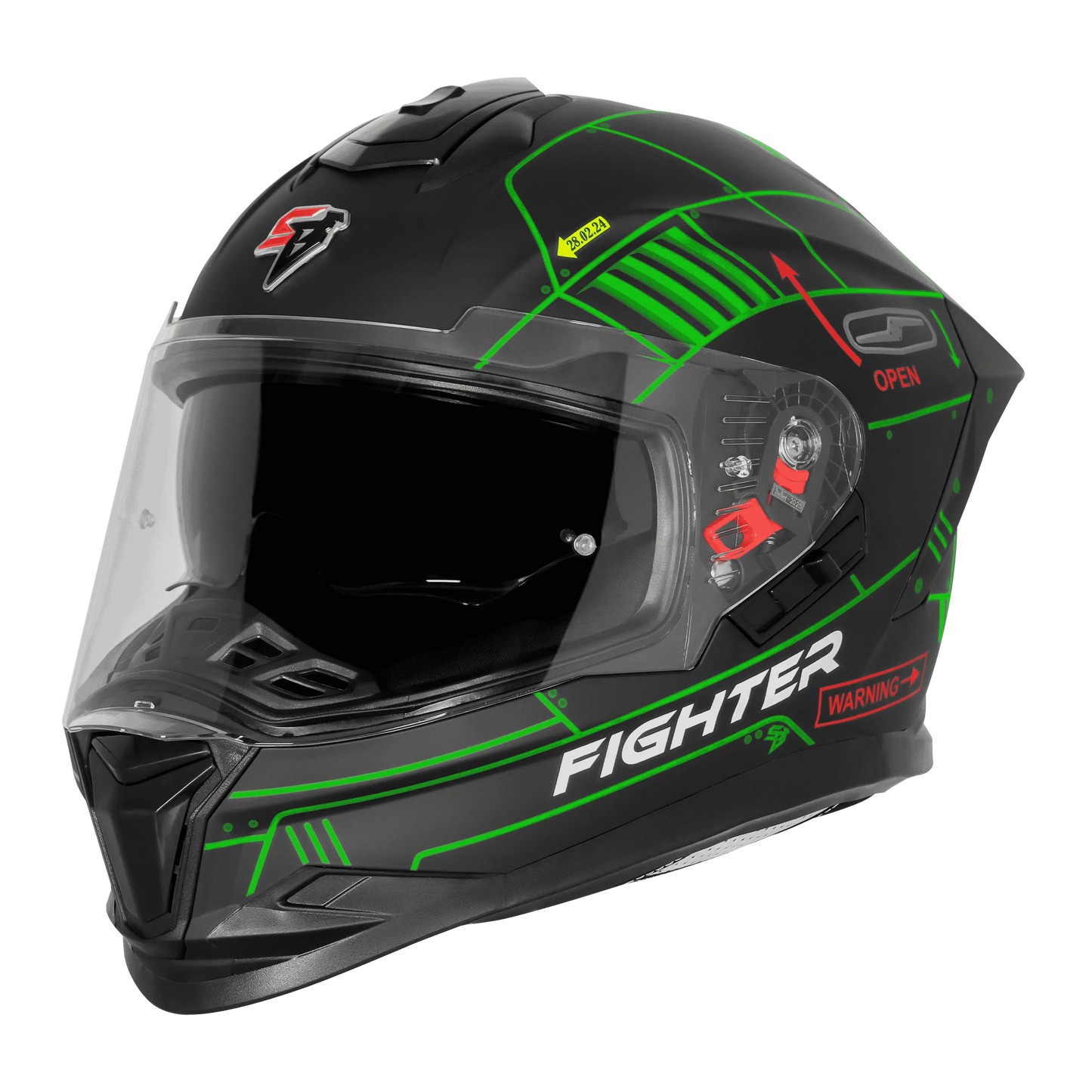 Steelbird Sbh 57 Fighter F6 Black Green Full face Helmet