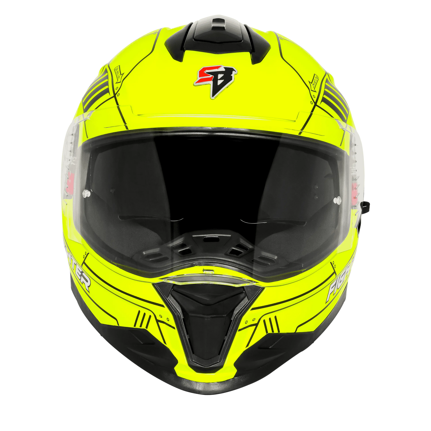 Steelbird Sbh 57 Fighter F6 Black Neon Full Face Helmet