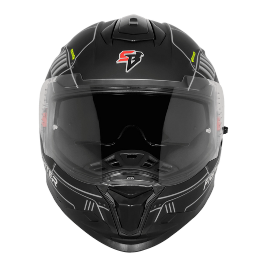 STEELBIRD Sbh 57 Fighter F6 Matt Black Gray Full Face Helmet