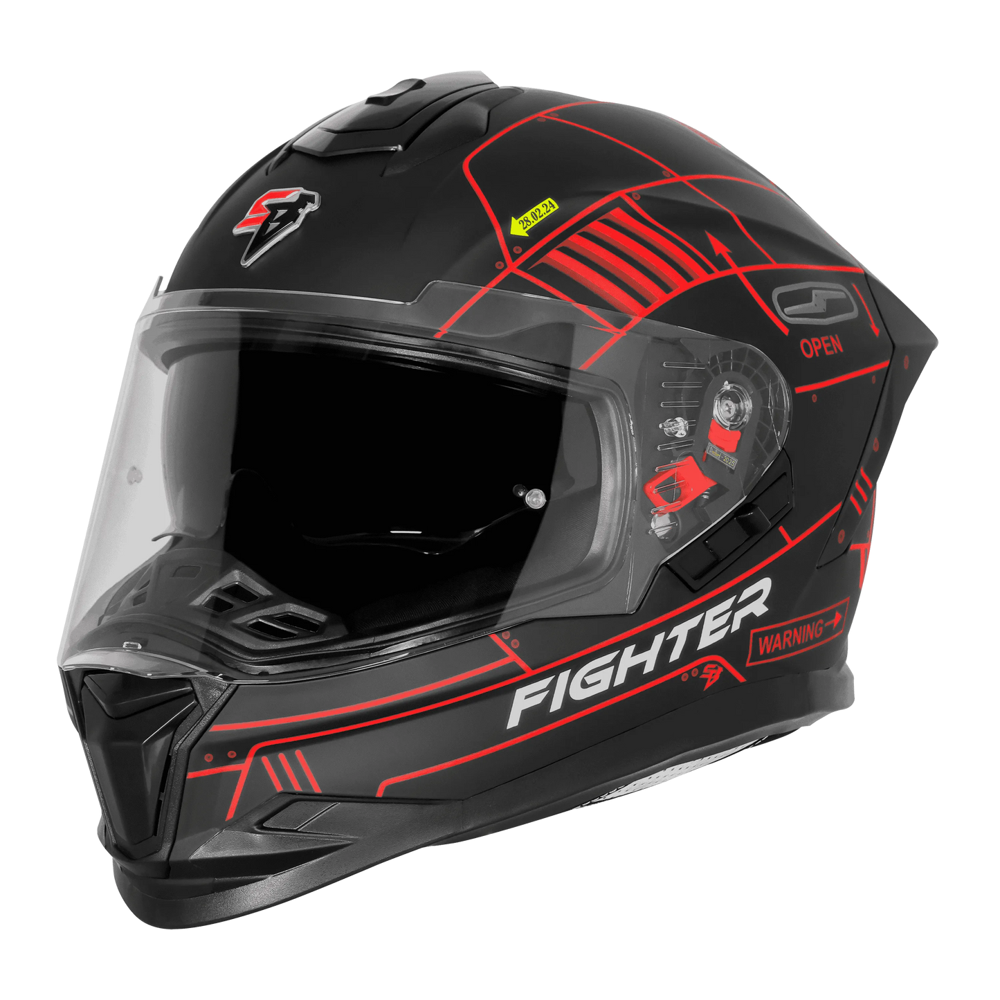 STEELBIRD Sbh 57 Fighter F6 Matt Black Red Full Face Helmet