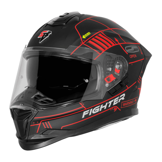 STEELBIRD Sbh 57 Fighter F6 Matt Black Red Full Face Helmet