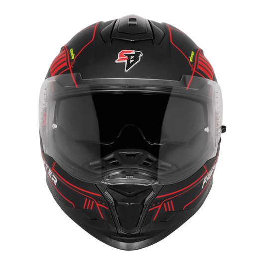 STEELBIRD Sbh 57 Fighter F6 Matt Black Red Full Face Helmet