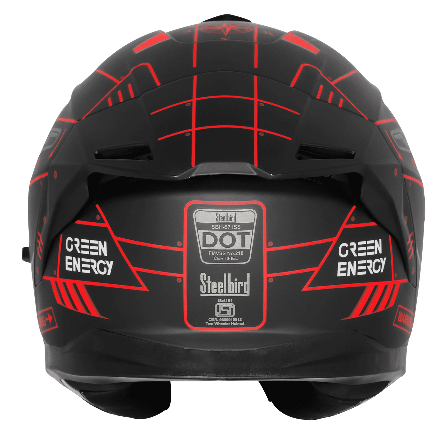 STEELBIRD Sbh 57 Fighter F6 Matt Black Red Full Face Helmet