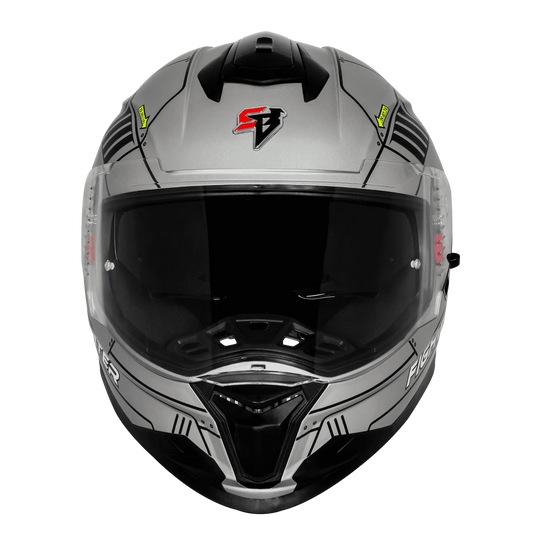 STEELBIRD Sbh 57 Fighter F6 Silver Black Full Face Helmet