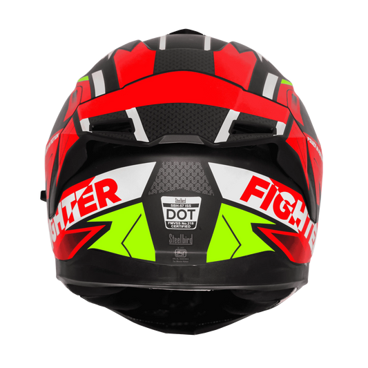 Steelbird Sbh 57 Fighter F7 Black Red Full Face Helmet
