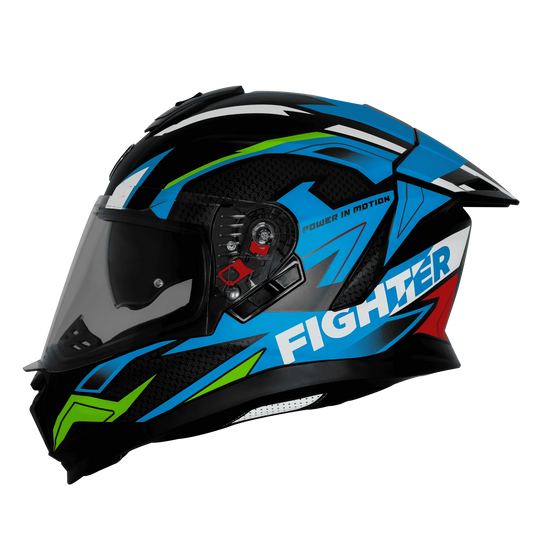 steelbird Sbh 57 Fighter F7 Matt Black Jazz Blue Full Face Helmet