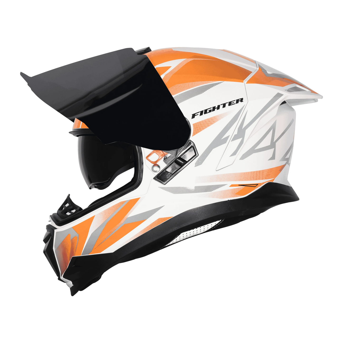 STEELBIRD Sbh 57 Iss Fighter F4 White Orange Full Face Helmet
