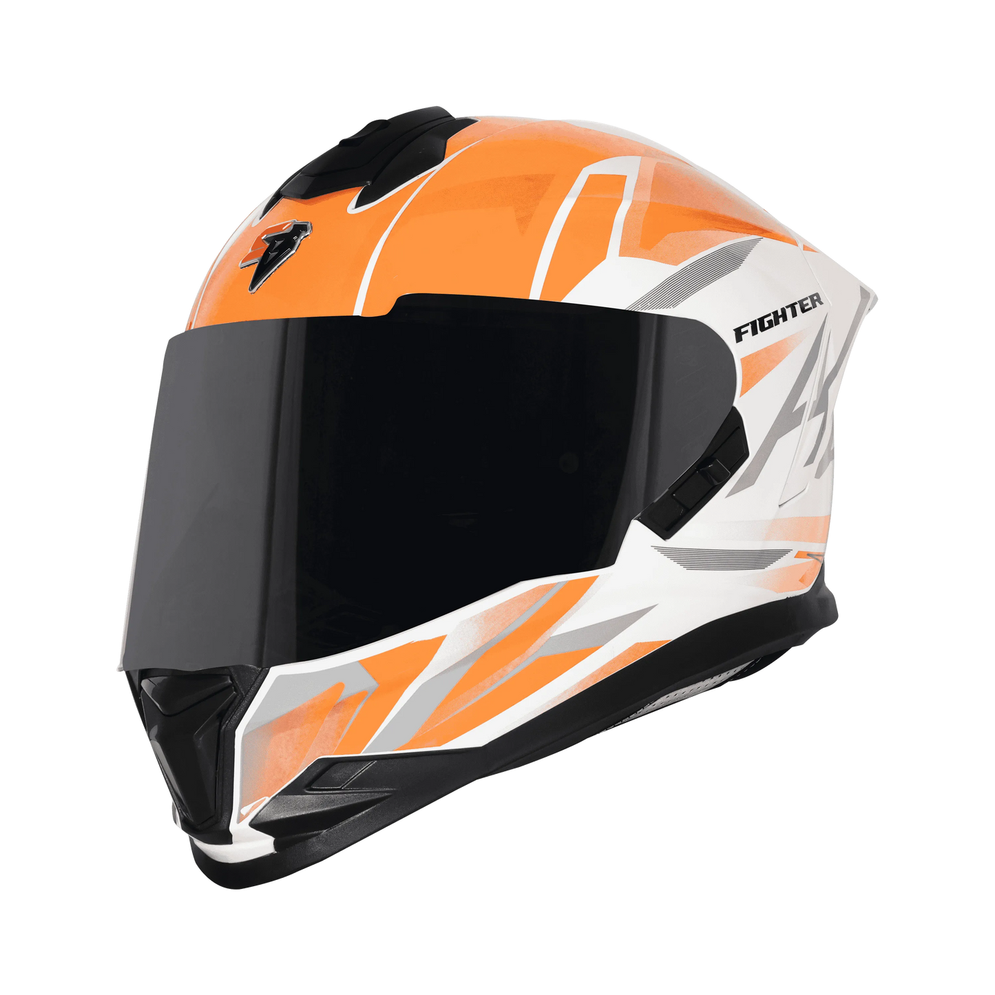 STEELBIRD Sbh 57 Iss Fighter F4 White Orange Full Face Helmet