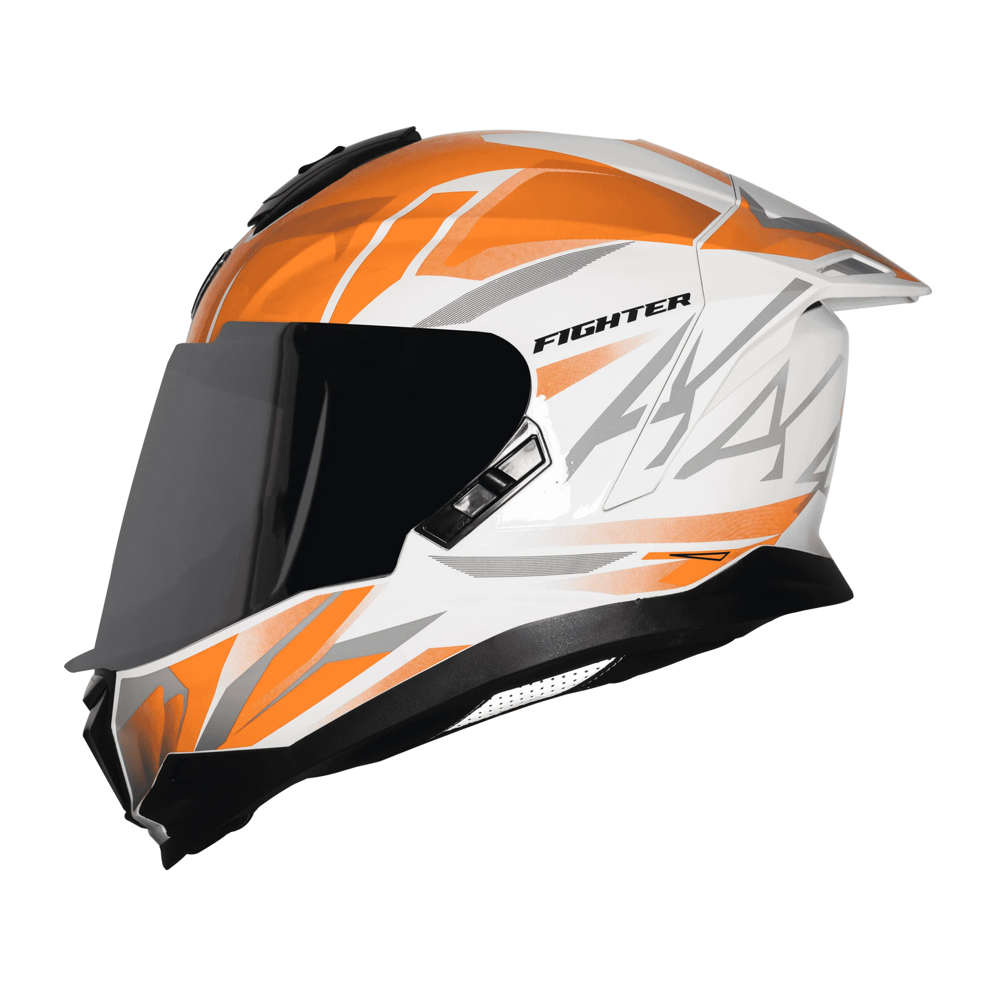 STEELBIRD Sbh 57 Iss Fighter F4 White Orange Full Face Helmet