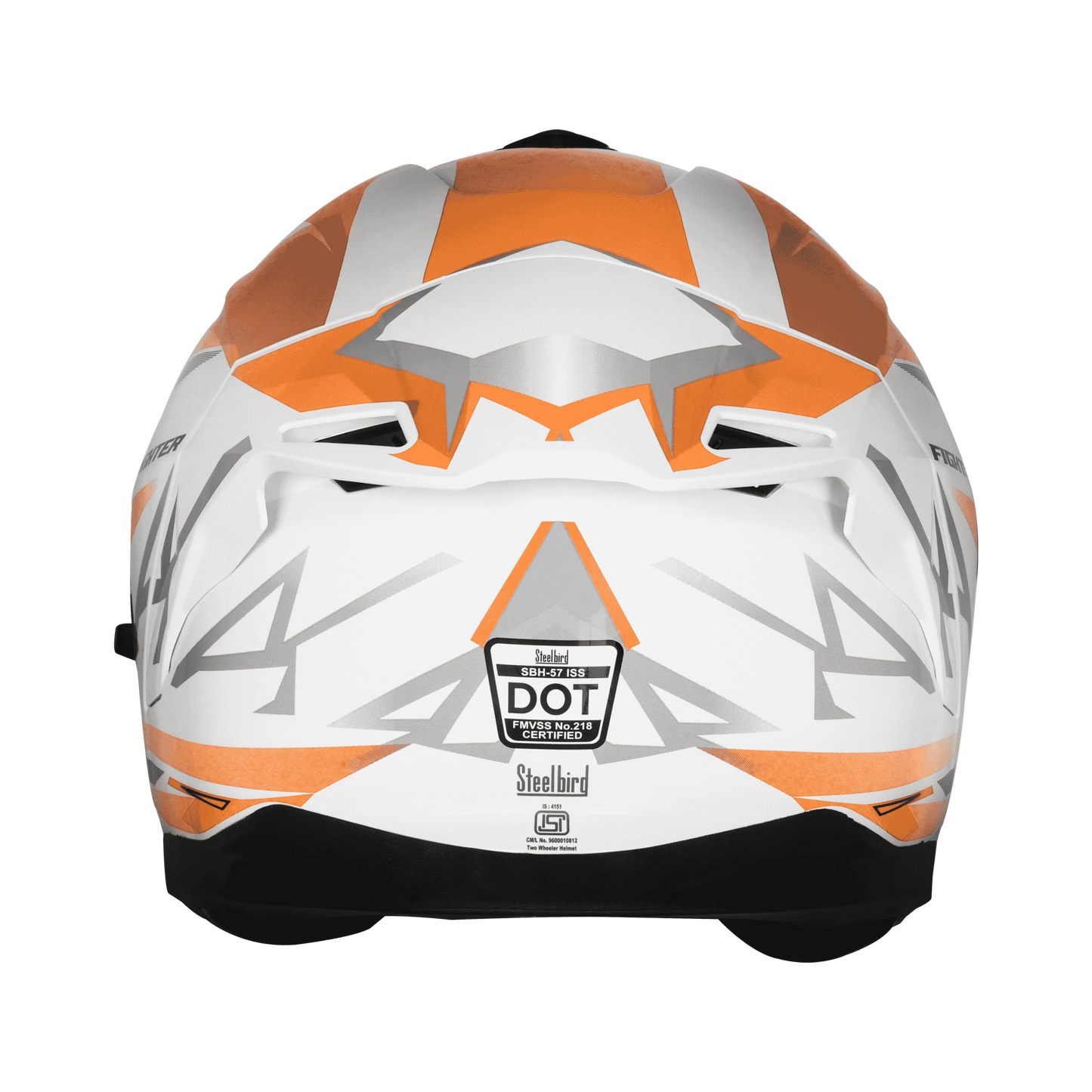 STEELBIRD Sbh 57 Iss Fighter F4 White Orange Full Face Helmet