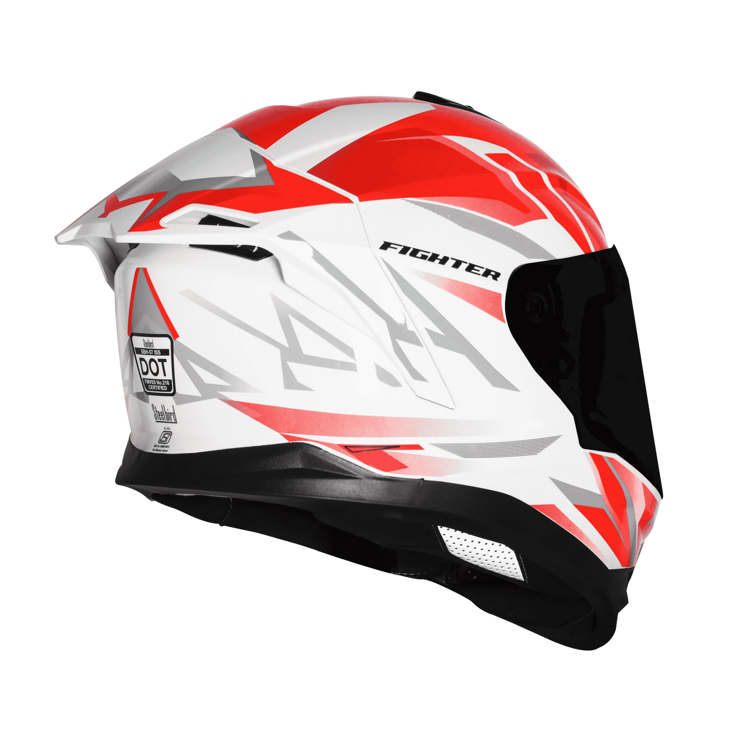 STEELBIRD Sbh 57 Iss Fighter F4 White Red Full Face Helmet